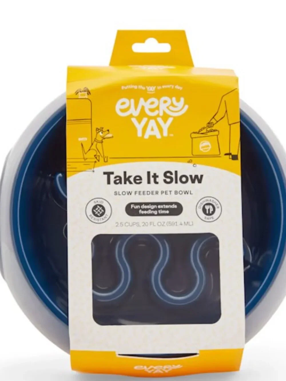 Slow Feeder Pet Bowl Navy Blue 7